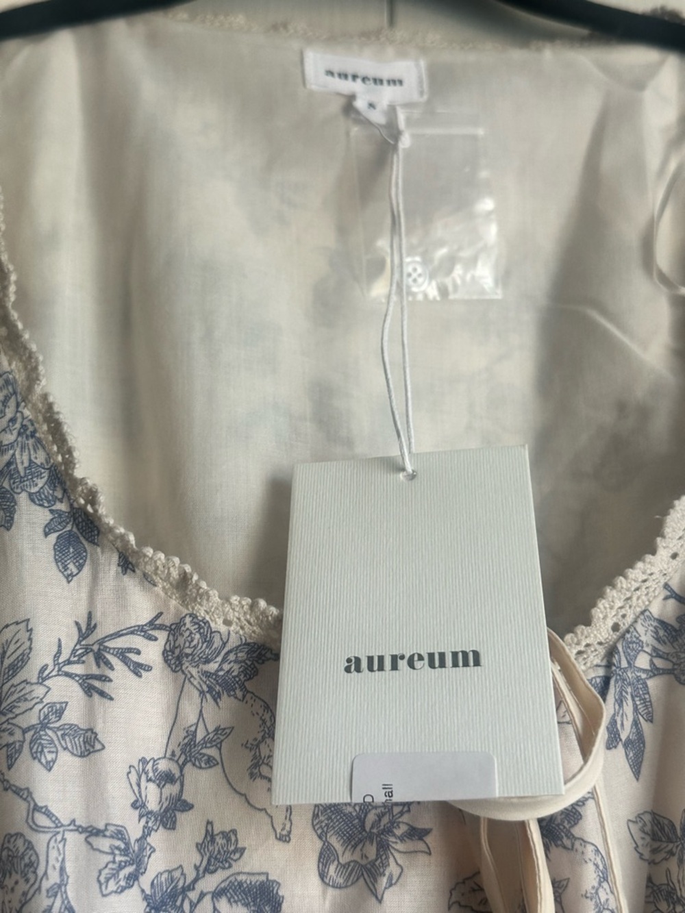 AUREUM Ivory with Navy Toile Midi Dress Small - Picture 3 of 8